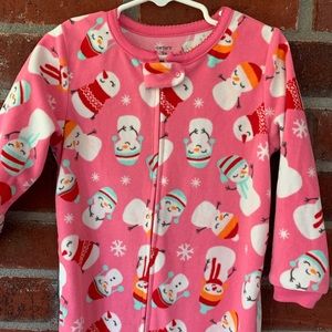 5/$15 Carter's Girls Footed Fleece Zip Up Pajamas